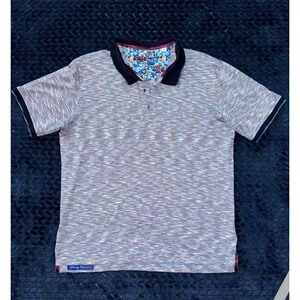 Robert Graham Men's Shirt‎ Kusama Gray Space Dye Classic Fit Golf Polo Size M